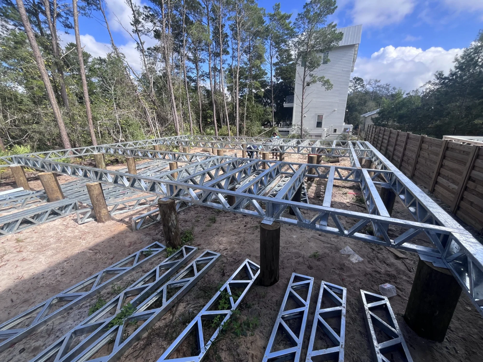 Steel floor joist system on Florida foundation