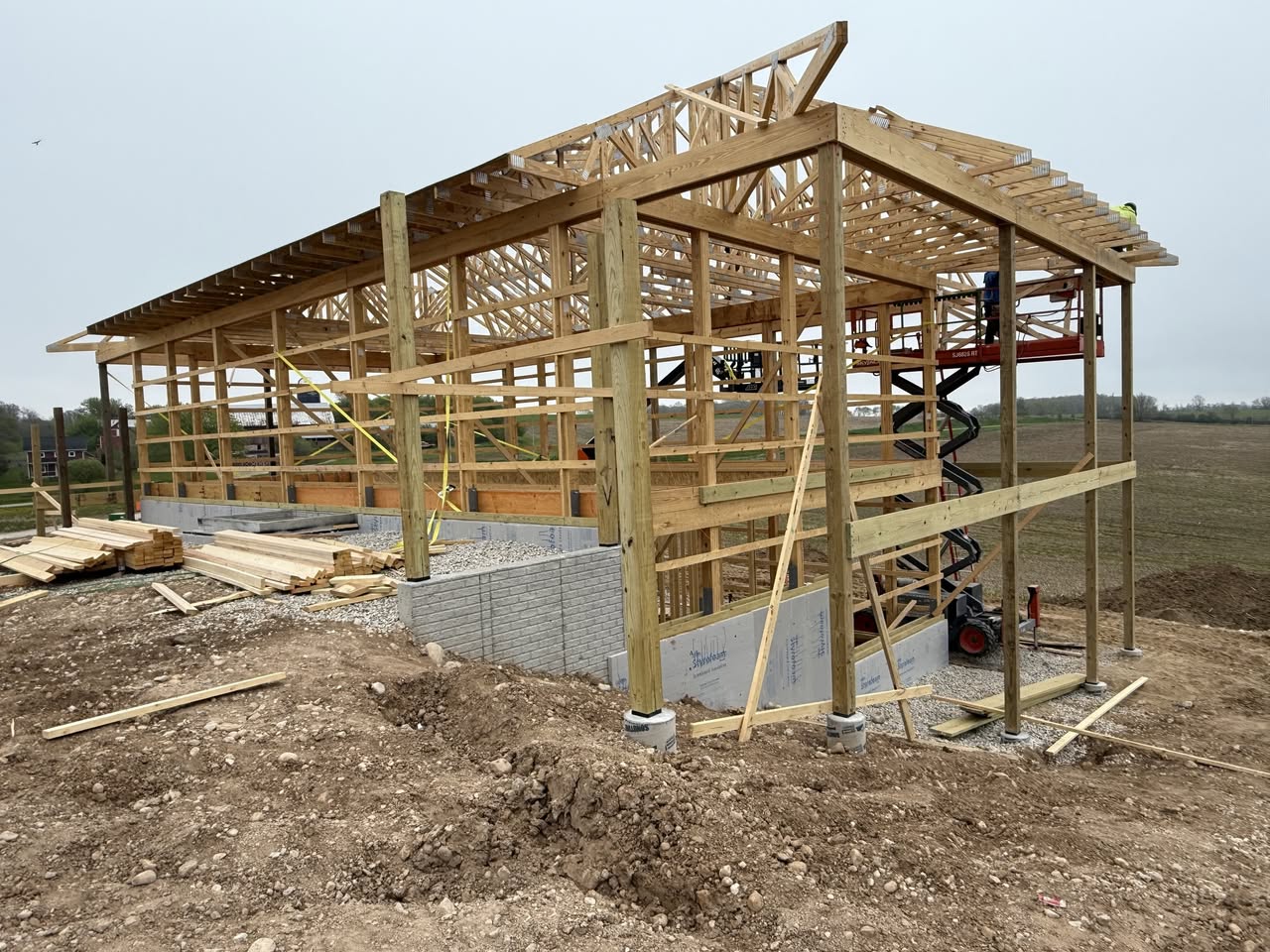 Interior wood framing for Florida barndominium